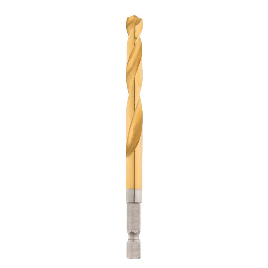 Gold drill bit on a white background