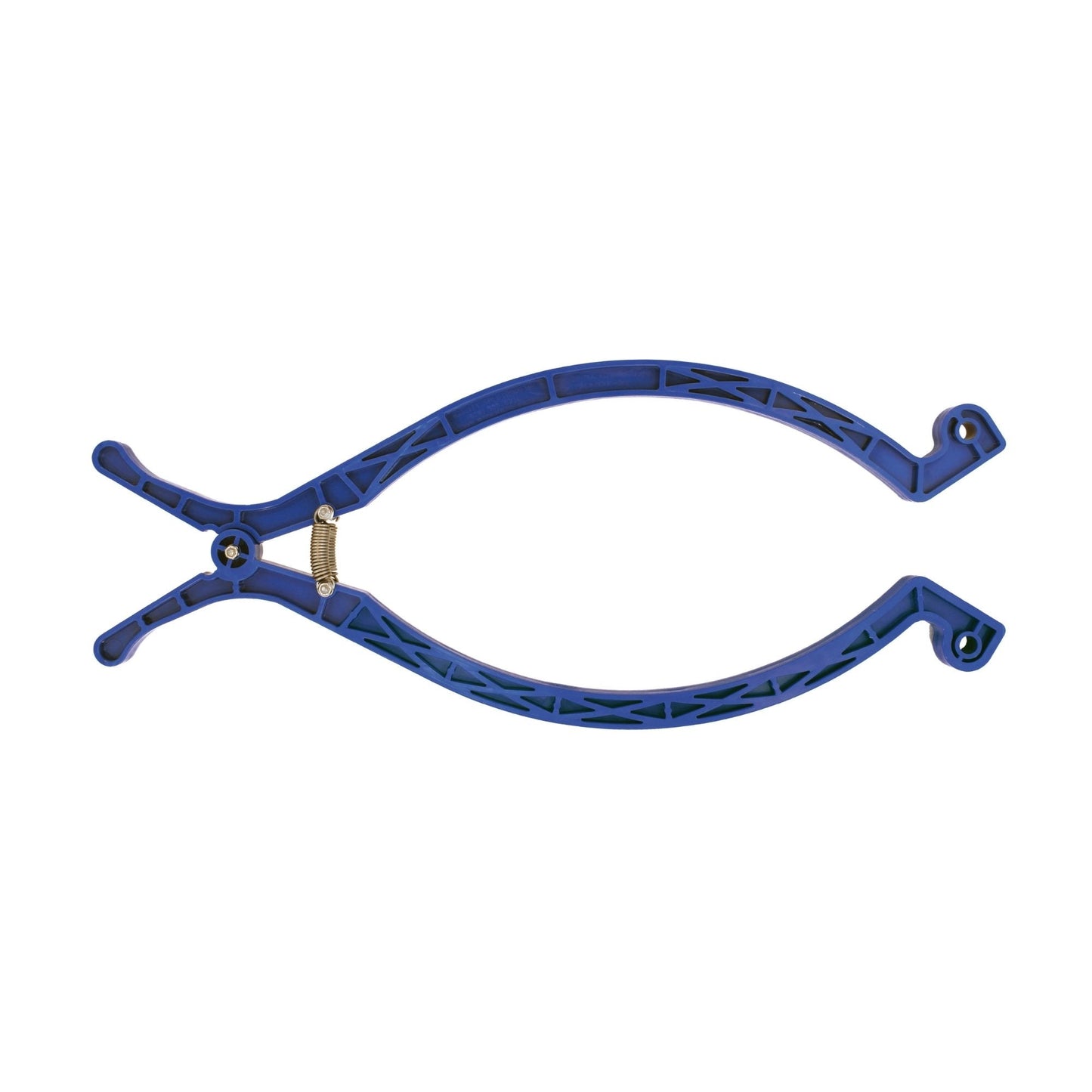 Blue metal bracket bracket clothespin on a white background