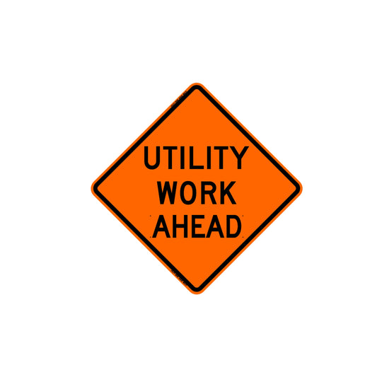 Bone Safety Signs - Utility Work Ahead Roll Up Sign (RUS) Orange with Black Text