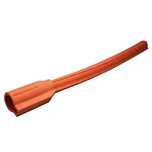 Orange insulated line hose with a tapered flexible body and a wider reinforced opening at one end. The electrical safety protective cover is shown on a light gray background and is designed for use on energized power lines and equipment.