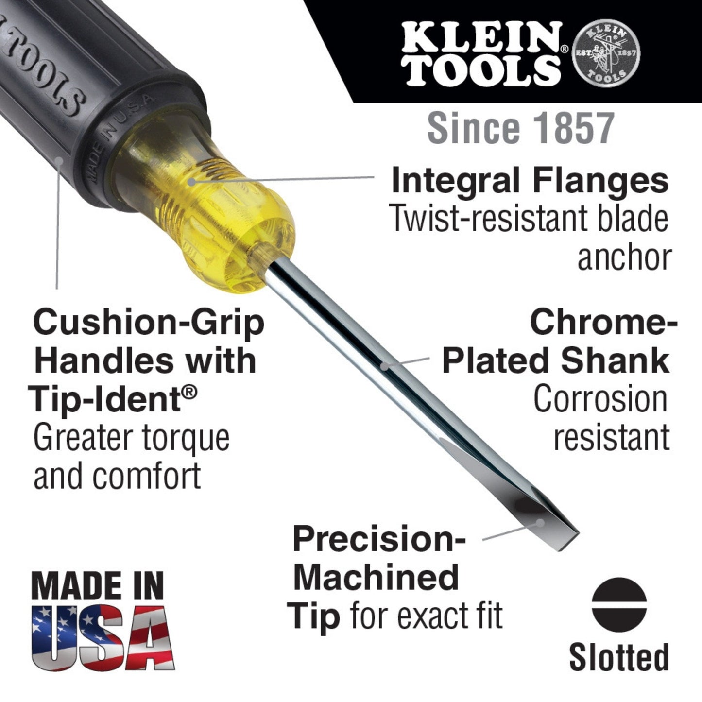 Klein Tools screwdriver set with various describing bits on a white background