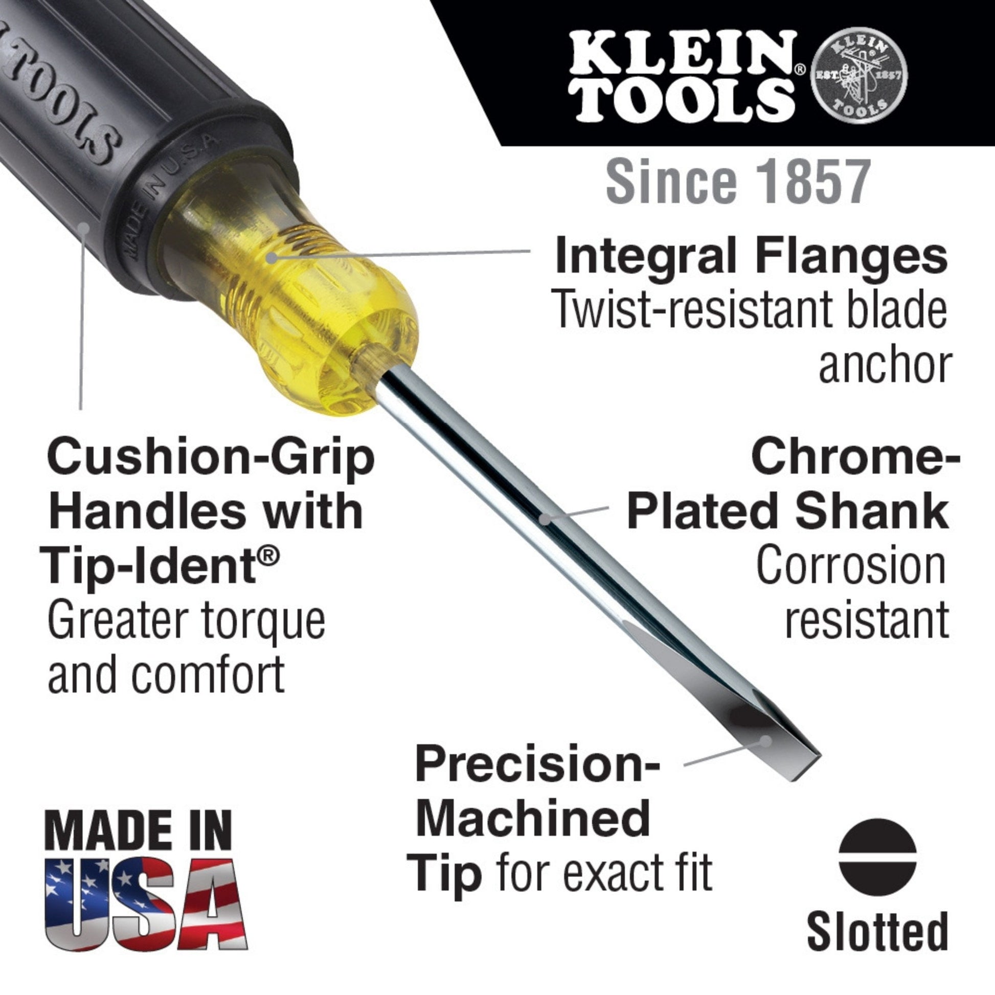 Klein Tools screwdriver set with various describing bits on a white background