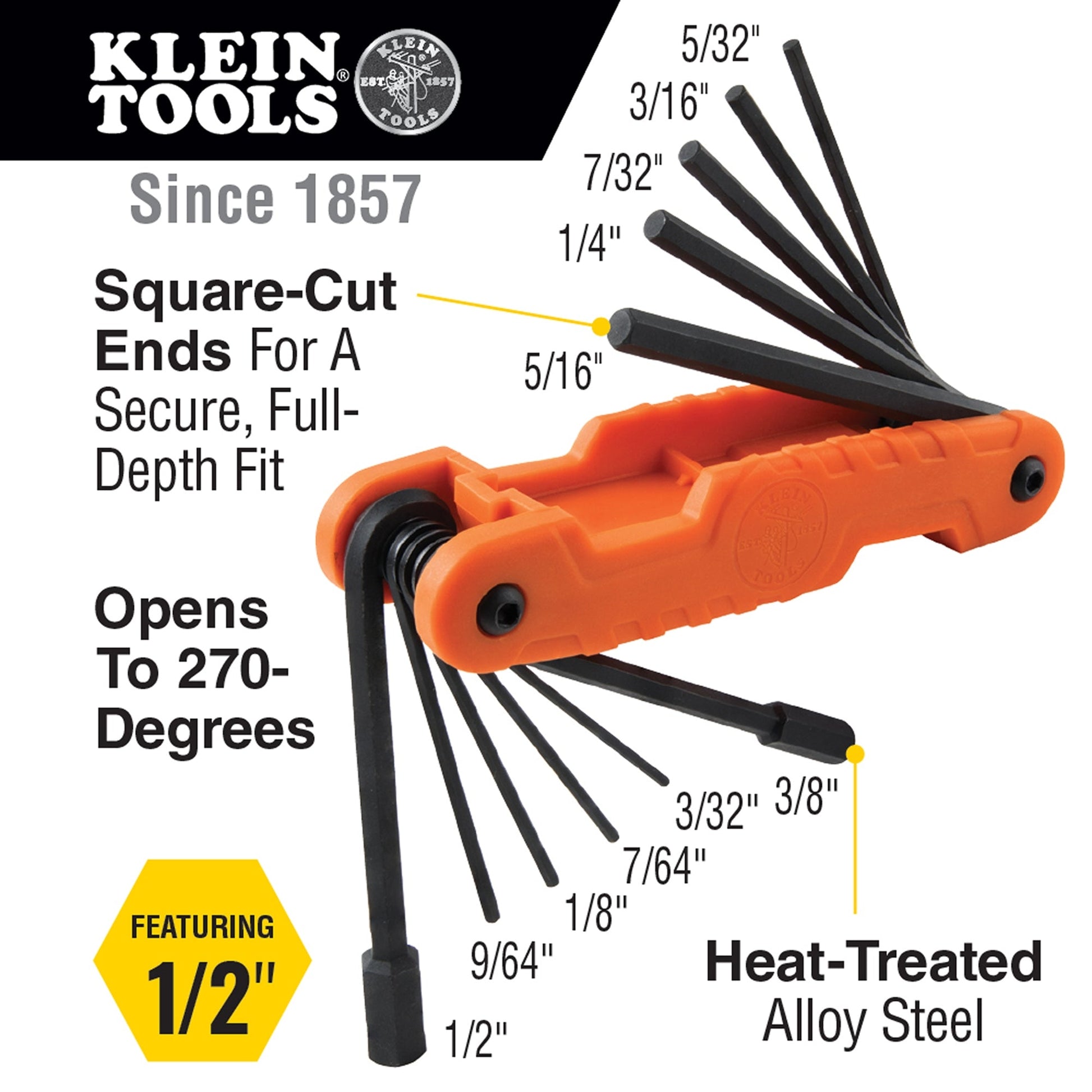 Klein Tools - Pro Folding Hex Key Set SAE infographic