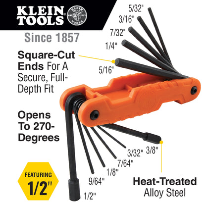 Klein Tools - Pro Folding Hex Key Set SAE infographic