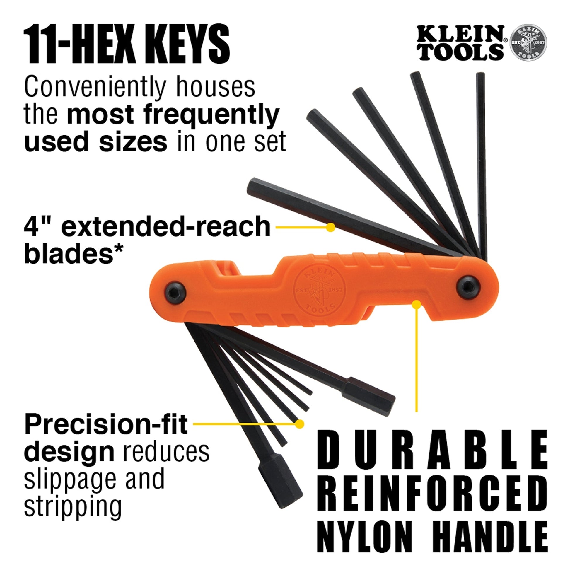 Klein Tools - Pro Folding Hex Key Set SAE infographic 2