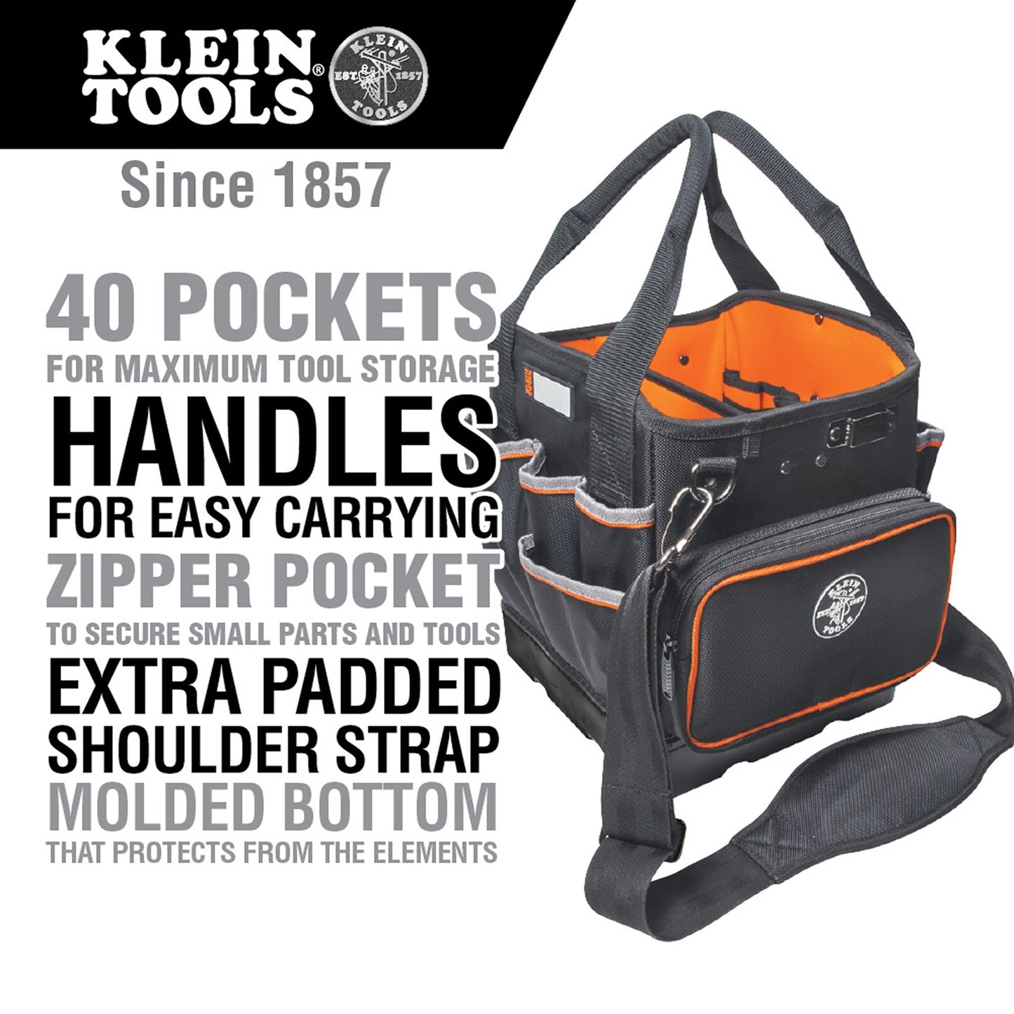 Klein Tools - Tradesman Pro™ Tool Tote 10 inch 40 Pocket