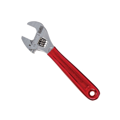 Red adjustable wrench on a white background