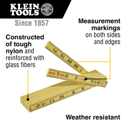 Klein Tools - Fiberglass Folding Rule, Outside Reading infographic