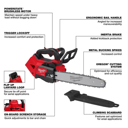 Milwaukee - M18 FUEL™ 14 in Top Handle Chainsaw (Tool-Only) Infographic