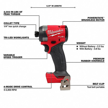 Milwaukee - M18 FUEL™ 1/4 in Hex Impact Driver (Tool-Only) Infographic