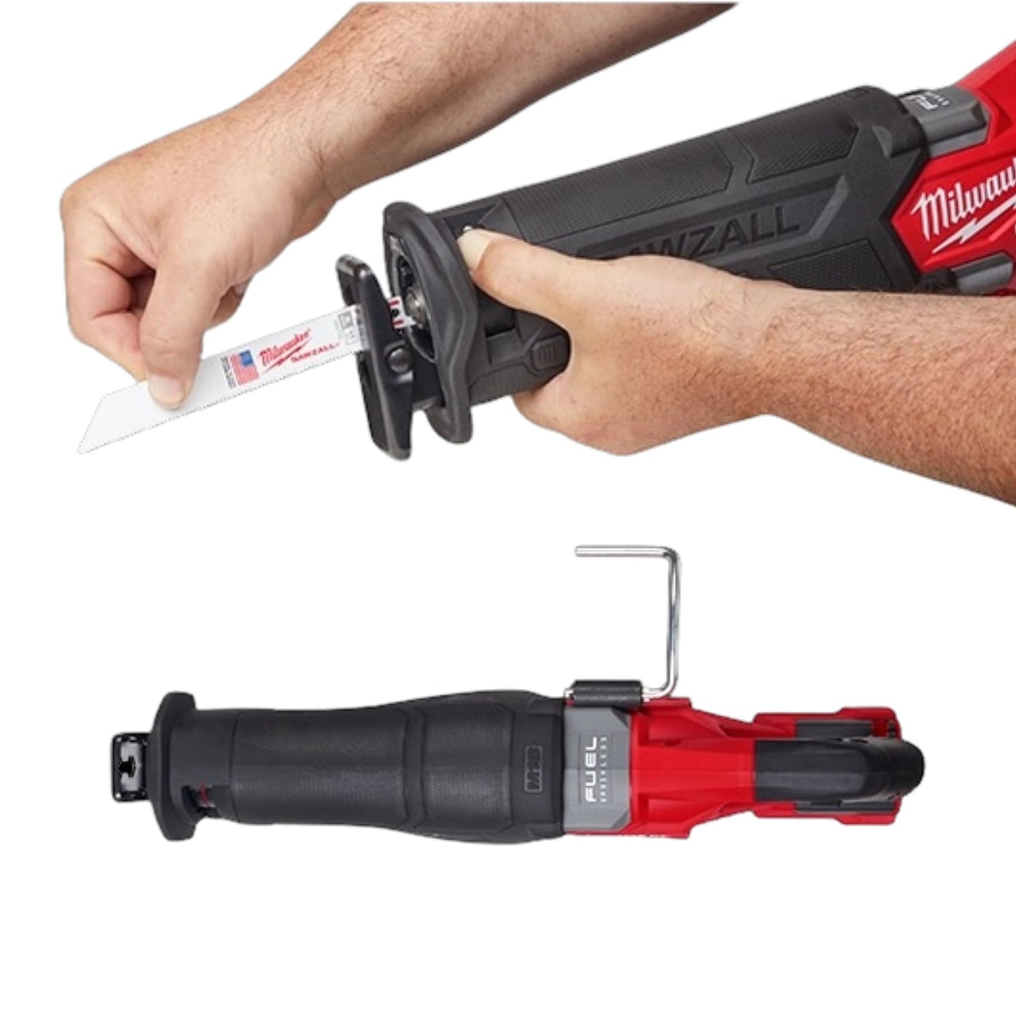 Milwaukee - M18 FUEL™ SAWZALL Reciprocating Saw Blade attachment and Top View