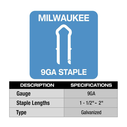 Milwaukee - M18 FUEL™ Utility Fencing Stapler Staple Description and Specifications