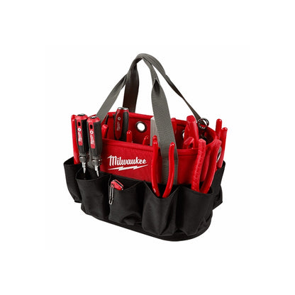 Milwaukee - Underground Oval Bag in action with tools filling all pockets on the bag to show functionality