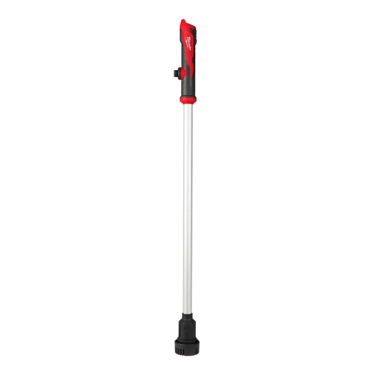 Milwaukee handheld inspection light with a long white light tube and red-and-black grip handle.