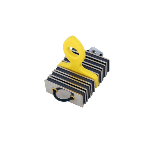 Blancket holder with yellow handle on a white background